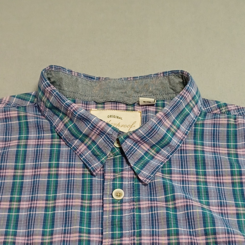 Weatherproof Shirt Mens XXL Blue Plaid Vintage Short Sleeve Button Down Pocket - Picture 12 of 13